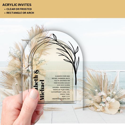 アクリルモダンミニマシンプルリストはっきりした金ゴールドボー アクリル招待状