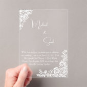 アクリルモダンミニマリストレース結婚式招待状 アクリル招待状 (インサイチュ (ポータブル))