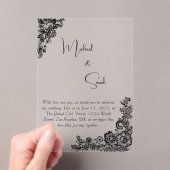 アクリルモダンミニマリストレース結婚式招待状 アクリル招待状 (インサイチュ (ポータブル))