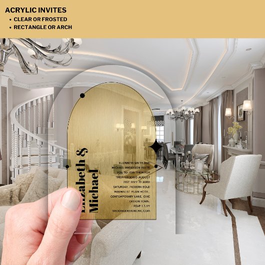 アクリルモダンミニマル金ゴールドブラックアールデコ アクリル招待状