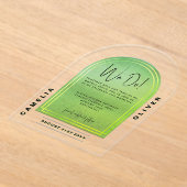 アクリルモダンライムグリーンはっきりしたミニマ結婚リスト アクリル招待状 (レイダウン)