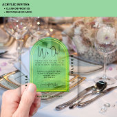 アクリルモダンライムグリーンはっきりしたミニマ結婚リスト アクリル招待状