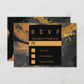 アクリルモダン絵を描グレイと金ゴールド結婚ズ 出欠カード (正面/裏面)