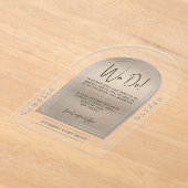 アクリルモダン銀グはっきりしたレーミニマル結婚リスト アクリル招待状 (レイダウン)