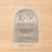 アクリルモダン銀グはっきりしたレーミニマル結婚リスト アクリル招待状 (正面)