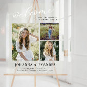 アクリルモダン3枚の写真の卒業へようこそ アクリルサイン