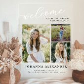 アクリルモダン3枚の写真の卒業へようこそ アクリルサイン