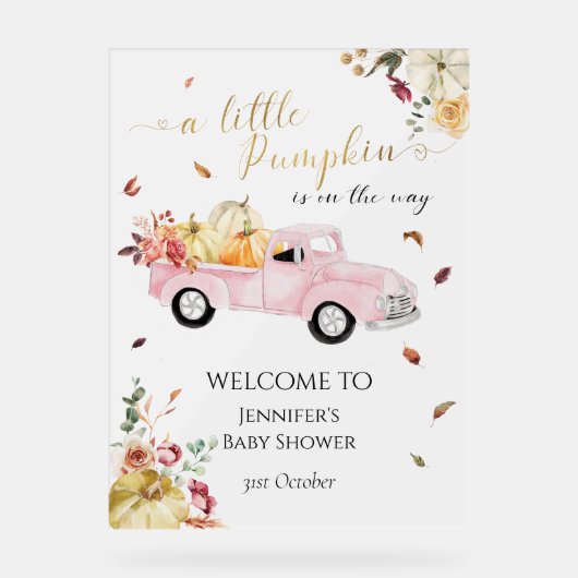 アクリルリトルカボチャ赤ちゃんシャワー歓迎サイン アクリルサイン (正面)