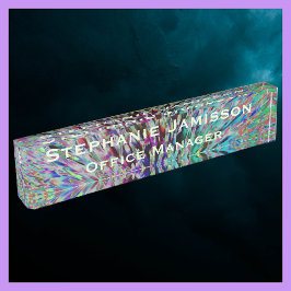 アクリルレトロフローラマクロ抽象芸術名とタイトル デスクネームプレート