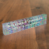 アクリルレトロフローラマクロ抽象芸術名とタイトル デスクネームプレート (側面)