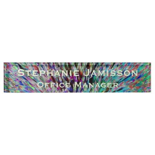 アクリルレトロフローラマクロ抽象芸術名とタイトル デスクネームプレート (正面)