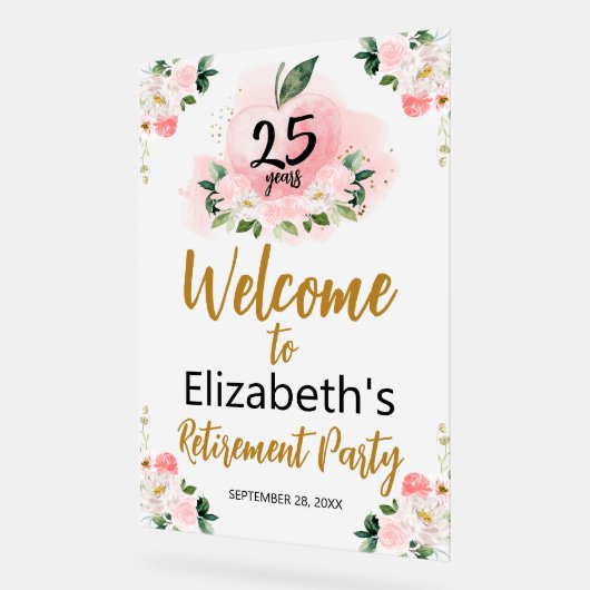 アクリル先生退職ウェルカムパーティーサイン アクリルサイン (傾斜)