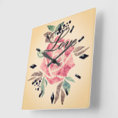 アクリル壁時計ロマンチックなモザイクテクスチャピンクr スクエア壁時計 (傾斜)