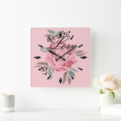 アクリル壁時計ロマンチックなモザイクテクスチャピンクr スクエア壁時計 (ホーム)