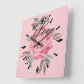 アクリル壁時計ロマンチックなモザイクテクスチャピンクr スクエア壁時計 (傾斜)