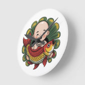 アクリル壁時計 | クロエベビー – ラッキーコイの可愛い少年 ラウンド壁時計 (傾斜)