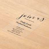 アクリル婚式がブラック文字はっきりしたイニシャル アクリル招待状 (レイダウン)