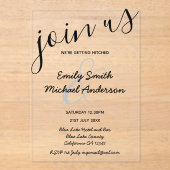 アクリル婚式がブラック文字はっきりしたイニシャル アクリル招待状 (正面)