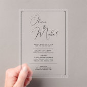 アクリル婚式がブラック文字はっきりしたイニシャル アクリル招待状 (インサイチュ (ポータブル))