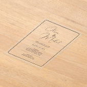 アクリル婚式がブラック文字はっきりしたイニシャル アクリル招待状 (レイダウン)