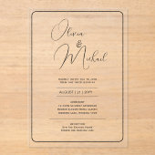 アクリル婚式がブラック文字はっきりしたイニシャル アクリル招待状 (正面)