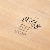 アクリル婚式がブラック文字はっきりしたイニシャル アクリル招待状 (レイダウン)