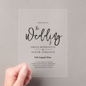 アクリル婚式がブラック文字はっきりしたイニシャル アクリル招待状 (インサイチュ (ポータブル))