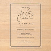 アクリル婚式がブラック文字はっきりしたイニシャル アクリル招待状 (正面)