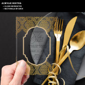 アクリル婚式がブラック文字はっきりしたイニシャル アクリル招待状