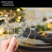 アクリル婚式がブラック文字はっきりしたイニシャル アクリル招待状