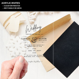 アクリル婚式がブラック文字はっきりしたイニシャル アクリル招待状