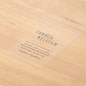 アクリル婚式がブラック文字はっきりしたイニシャル アクリル招待状 (レイダウン)