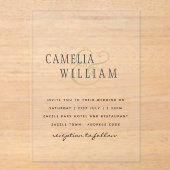 アクリル婚式がブラック文字はっきりしたイニシャル アクリル招待状 (正面)