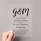 アクリル婚式がブラック文字はっきりしたイニシャル アクリル招待状 (インサイチュ (ポータブル))