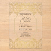 アクリル婚式がブラック文字はっきりしたイニシャル アクリル招待状 (正面)