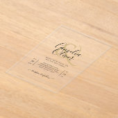 アクリル婚式がブラック文字はっきりしたイニシャル アクリル招待状 (レイダウン)