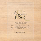 アクリル婚式がブラック文字はっきりしたイニシャル アクリル招待状 (正面)