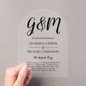 アクリル婚式がブラック文字はっきりしたイニシャル アクリル招待状 (インサイチュ (ポータブル))