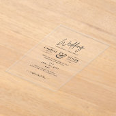 アクリル婚式がブラック文字はっきりしたイニシャル アクリル招待状 (レイダウン)