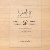 アクリル婚式がブラック文字はっきりしたイニシャル アクリル招待状 (正面)