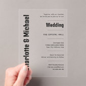 アクリル婚式がブラック文字はっきりしたモダン アクリル招待状 (インサイチュ (ポータブル))