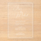 アクリル婚式が白い文字はっきりしたイニシャル アクリル招待状 (正面)