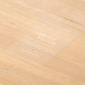 アクリル婚式が白い文字はっきりしたイニシャル アクリル招待状 (レイダウン)