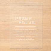 アクリル婚式が白い文字はっきりしたイニシャル アクリル招待状 (正面)