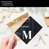 アクリル婚式が白い文字はっきりしたイニシャル アクリル招待状