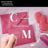 アクリル婚式が白い文字はっきりしたイニシャル アクリル招待状