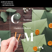 アクリル婚式が白い文字はっきりしたイニシャル アクリル招待状