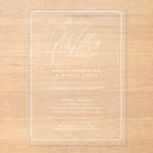 アクリル婚式が白い文字はっきりしたイニシャル アクリル招待状 (正面)