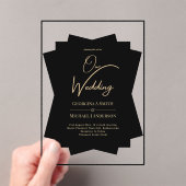 アクリル婚式でブラック金ゴールドユニークをモダン アクリル招待状 (インサイチュ (ポータブル))