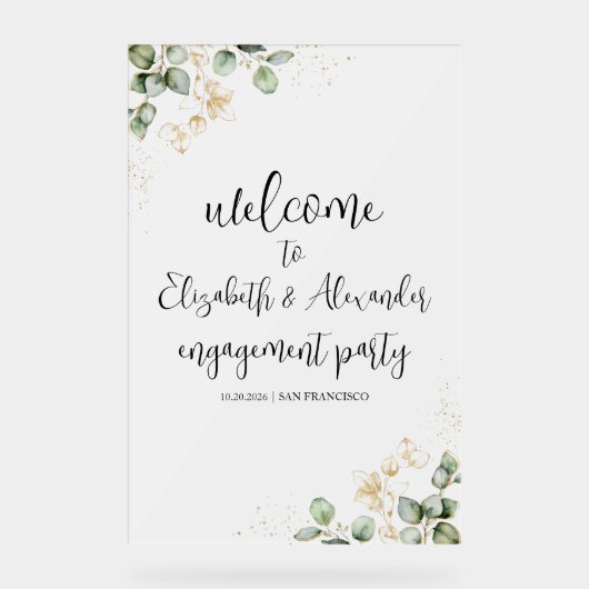 アクリル婚約ウェルカムパーティー標識 |緑 アクリルサイン (正面)